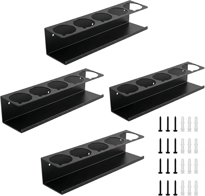 4 Pcs Aerosol Spray Can Holder Rack Organizer for Garage and Shop | Multipurpose Spray Bottle Holder Wall-Mounted, Holds 20 Cans, Steel, Black Powder-Coated, No Assembly Required - Image 8