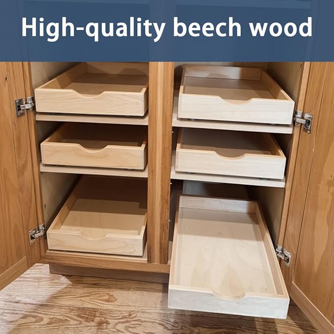 Pull Out Cabinet Drawers - 6x2 Size Options (12-23'W,18-21'D), Pre-Assembled with Soft Close Slides, Solid Beechwood, Easy Installation (18'W x 21'D) - Image 9