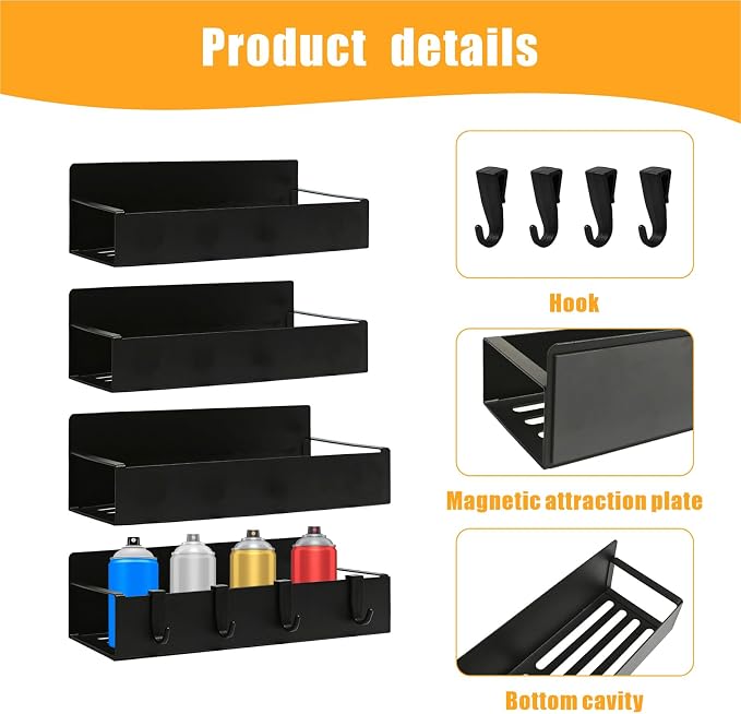 4 Pcs Magnetic Aerosol Spray Can Holder, Steel Magnet Toolbox Bottle Rack | Mechanic Paint Can Organizer, Tool Box Storage Rack, for Garage Home Workspace - Image 3