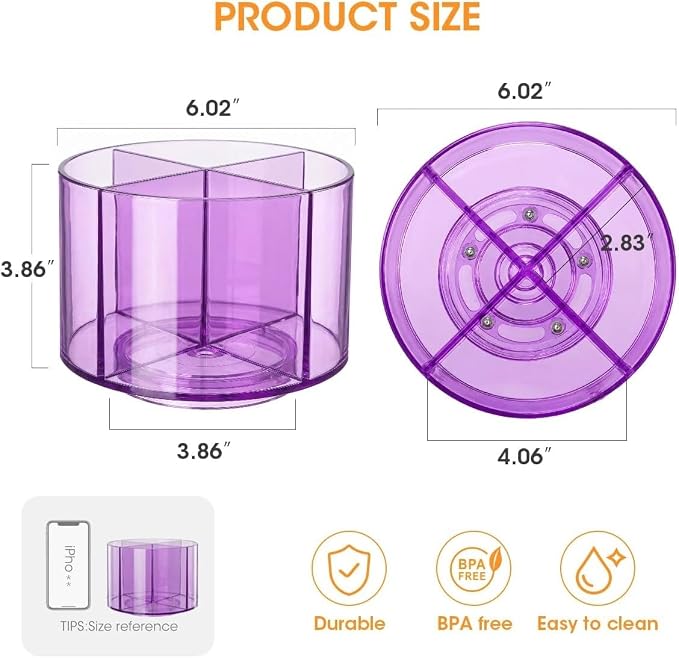 AIEVE Purple Drink Packet Organizer, Water Packet Organizer for Powdered Drink Mix, 360° Lazy Susan Turntable Rotating Tea Bag Holder for Kitchen Organization - Image 4