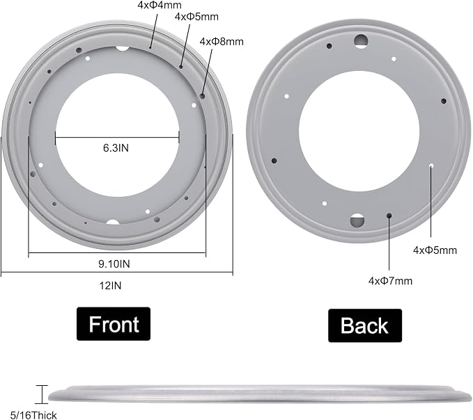 12Inch Round Lazy Susan Turntable Bearing Plate, Rotating Swivel Base with 1000lbs Load Capacity, Turntable Base for Serving Tray, Kitchen - Image 2