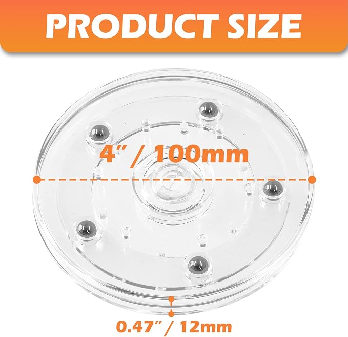 Piutouyar 4 Pcs Plastic Turntable Bearings Hardware, 4Inch/100mm, Clear | Plastic Acrylic Clear Turntable Organizer, For Kitchen Spice Rack Table Cake - Image 2