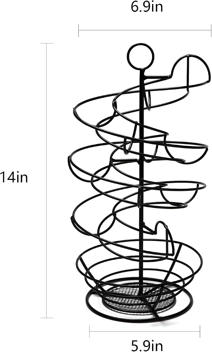 QUTREY Black Metal Egg Skelter with Storage Basket, Spiral Design Egg Holder for Large Egg for Countertop, Kitchen - Image 3