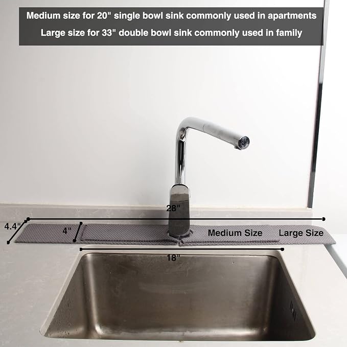18'' Kitchen Sink Faucet Absorbent Mat, Fabric | Sink Splash Mat|Faucet Drip Catcher|Sink Water Drying Mat - Image 5