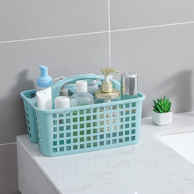 Portable Shower Caddy Basket Plastic Storage Basket with Divided Light Blue | Sturdy Large Capacity Cleaning Supplies Organizer Compartments Tool Bin for Bathroom Kitchen Bedroom College Dorm Essentials - Image 2