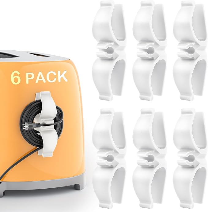 Daisyhome Cord Organizer for Kitchen Appliances-6PCS, Adhesive Cord Holder | Appliance Cord Organizer stick on, Small Kitchen Appliances Cord keeper, Cord Winder for Pressure Cooker, Stand Mixer by Daisyhome