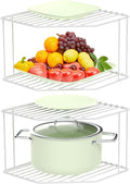 AKAZA 2Pcs 2-Tier Corner Stackable Organizer Shelf for Kitchen - Cabinet Storage Shelf Rack, Shelves，Kitchen Counter and Cabinet Shelf, Storage Rack Organizer (White) by AKAZA