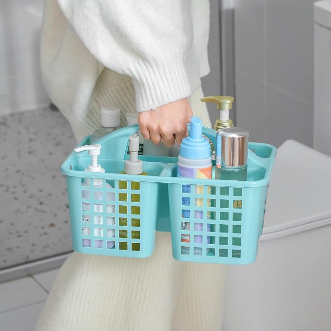 Portable Shower Caddy Basket Plastic Storage Basket with Divided Light Blue | Sturdy Large Capacity Cleaning Supplies Organizer Compartments Tool Bin for Bathroom Kitchen Bedroom College Dorm Essentials - Image 5