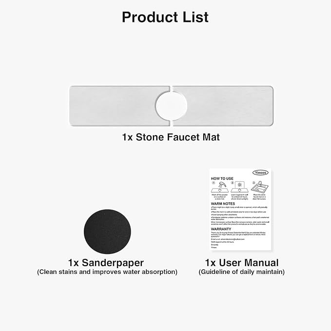 Premium Stone Faucet Mat for Kitchen Sink, 20" x 4" White | Quick Drying & Water Absorbent, Sink Splash Guard Tray for Prevents Moisture Buildup - Image 7