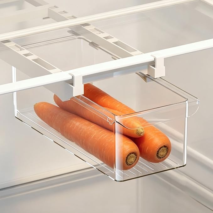 Refrigerator Organizers Storage Fridge Drawer, Storage Containers - 1pc(M) | Under Shelf Drawer for Fruit, Deli, Cheese, Seafood, Pull Out Plastic Organizer Bins fit for Medium Fridge Shelf, Simple Use by onaner