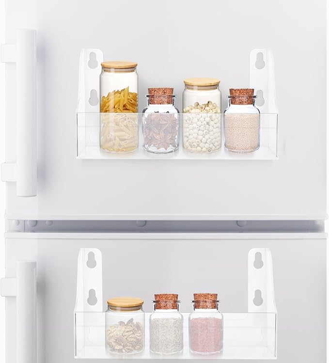 Homoyoyo Clear Acrylic Refrigerator Storage Shelf with Suction Cups-4-Can Capacity Spice Rack Organizer for Beverages Olive Oil Kitchen Essentials 14x7x27cm Transparent Space-Saving Fridge Accessory - Image 4