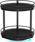 Snughome Lazy Susan Spice Rack, 2 Tier Rotating Spice Rack, Wood Lazy Susan Organizer for Cabinet, Black Kitchen Counter Shelf, 10.2" x 10.2" x 10.4" by Snughome