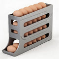 28 Egg Holder for Fridge, 4-Tier Auto Rolling Egg Organizer for Refrigerator, Gravity Slide Dispenser Rack, Space-Saving Storage (Grey) by Joezhe