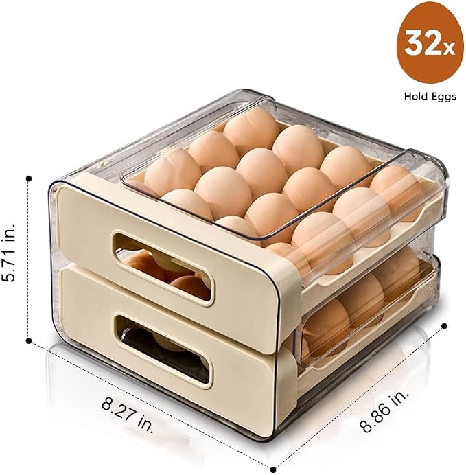 Koja 32-Egg Stackable Fridge Organizer - 2-Drawer BPA-Free Storage Container - Image 6
