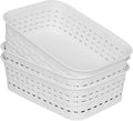 Soddeph Plastic Storage Baskets for Cabinets, Household Pantry Organization with Handle,Organizer Bins for Room,Bathrooms,Under-Sink,Kitchen (White, XS-3PACK) by Soddeph