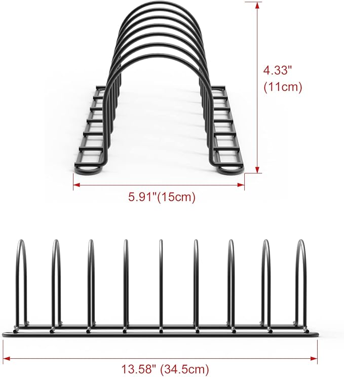 JAQ Pan Organizer Rack for Cabinet, Pot Lid Holder & Baking Sheet Organizer, Plate and Cutting Board Rack for Kitchen Countertop or Cabinet (2 Pack, Black) - Image 3