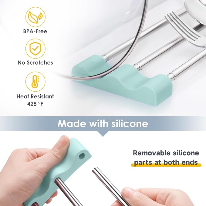 Tomorotec Adjustable Over-The-Sink Kitchen Rack, BPA-Free, Light Cyan | Holds 16.5 Lbs; For Dishcloths, Sponges, and Brushes - Heat-Resistant Stainless Steel with Slim, Expandable Design - Image 5
