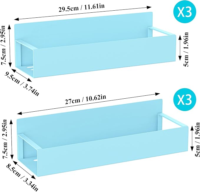Metal Magnetic Spice Rack for Refrigerator Blue, 6 Pack | Magnetic Shelves Heavy Duty for Fridge in Kitchen, Seasoning Storage Organizer, For Oven Washer and Dryer, For Heavier Items - Image 7
