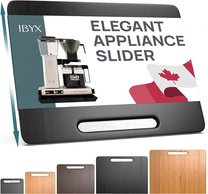 Ibyx Appliance Slider, Sliding Tray for Coffee Maker, 13x10.5 in, Black | For Coffee Maker & Heavy Kitchen Appliances, Easy Slide, Made of Premium Bamboo, Space-Saving Kitchen Organizer 40lb Capacity by Ibyx