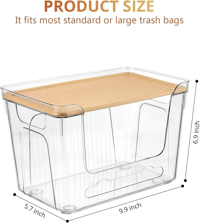 CANTAMI Plastic Trash Bag Dispenser with Lids, Stackable, 4Pack, 4XL | Clear Trash Bag Organizer for Kitchen, Laundry Room, Under Sink Organization and Storage - Image 2