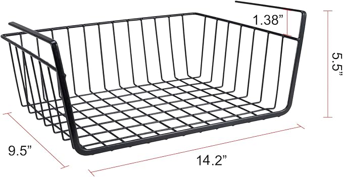 2Pcs Under Shelf Basket Metal Wire Under Cabinet Basket for Kitchen Pantry | Under Shelf Storage Basket Slides Under Shelves for Storage Space Saving for Kitchen Pantry Closet Office No Tools Required - Image 9