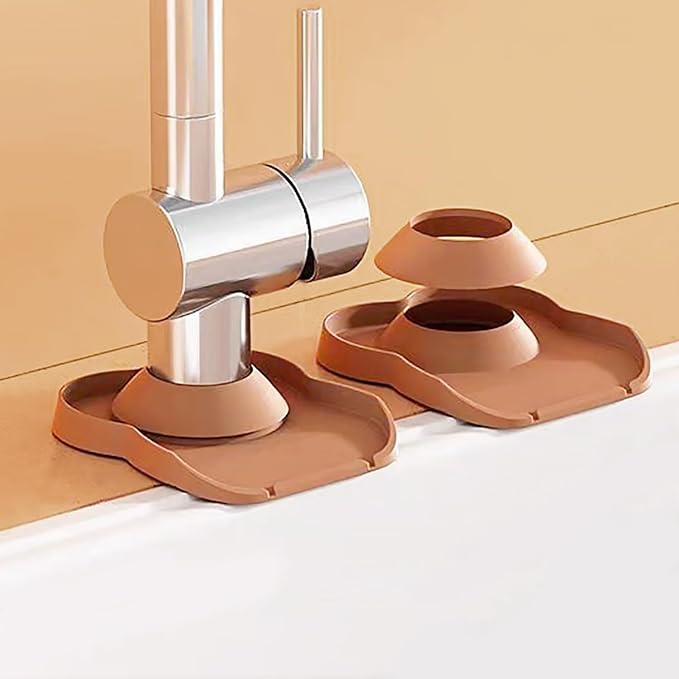 Silicone Faucet Mat for Kitchen Tap Compact Sink Splash Guard Protectors Behind Draining,Brown 2PCS - Image 6