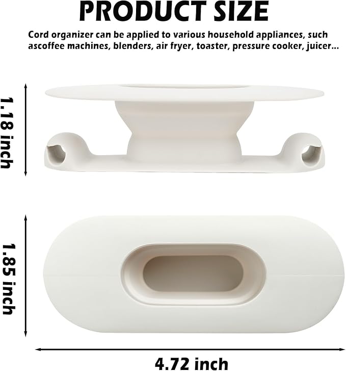 Upgraded Silicone Cord Organizer for Kitchen Appliances, 3-Pack, White | Stick-On Power Cord Wrapper for Mixers, Coffee Makers & Pressure Cookers, Durable Wire Holder & Cable Management Solution - Image 6
