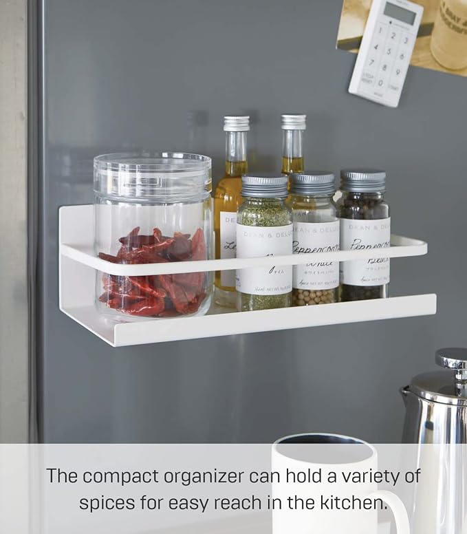 YAMAZAKI Home Magnetic Spice Storage Rack Organizer For Fridge - Steel | Magnetic storage rack organizer for fridge. Sleek steel construction with a strong magnetic mount. No assembly. - Image 5