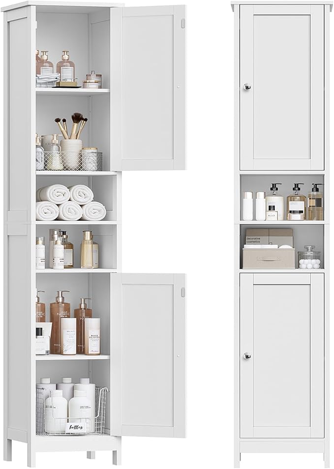 67" Tall Bathroom Cabinet with Adjustable Shelves and Doors, Narrow Bathroom Storage Cabinet for Small Space, Living Room, Entryway, Kitchen, White by TEENFON