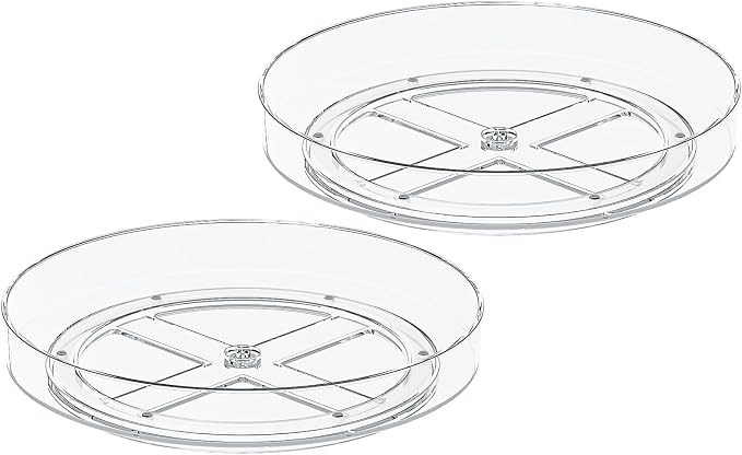 2 Pack 10 Inch Lazy Susan Turntable Organizer, Clear Rotating Spice Rack for Cabinet, Pantry, Kitchen Countertop and Fridge, Non-Slip Acrylic Spinning Tray for Bathroom Vanity by Lulltou