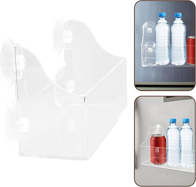 Homoyoyo Sturdy Clear Acrylic Suction Cup Refrigerator Organizer Space-Saving Fridge Can Rack for Spices Jars Beverages Kitchen Refrigerator Storage Shelf (3-Tier) - Image 3
