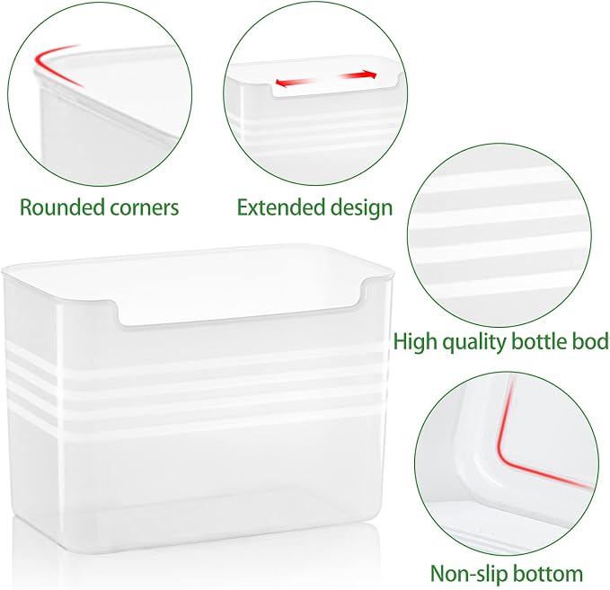 Refrigerator Organizer Box, Fridge Side Door Storage Containers Plastic Translucent Pack of 4 - Image 6