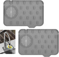 2Pcs Silicone Sink Faucet Splash Guard Mat Sponge Holder 8.3 x 5.3 Inch | Soap Dish Pad Faucet Handle Drip Catch, Sink Protector Tray, with Outlet & Slope, for Bathroom Kitchen Countertop, RV Gadget by Unknown
