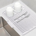 TIKNIK Silicone Dish Drying Mat for Kitchen Counter, White-1pcs, 20" x 15" | Heat Resistant & Non-Slip Dish Drain Pad with Built-In Drain, Dishwasher Safe, Quick-Dry, Hangable & Roll-Up for Storage by TIKNIKHomeOutdoor