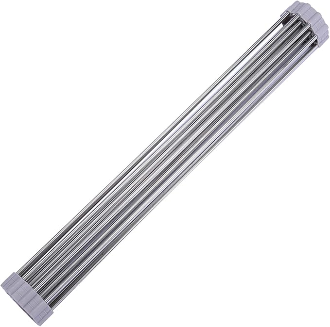 Ahyuan Roll up Dish Drying Rack Over The Sink Kitchen Roll up Sink Drying Rack Portable Dish Drainer Foldable Dish Drying Rack (Warm Gray, 20.5''X14'') - Image 3