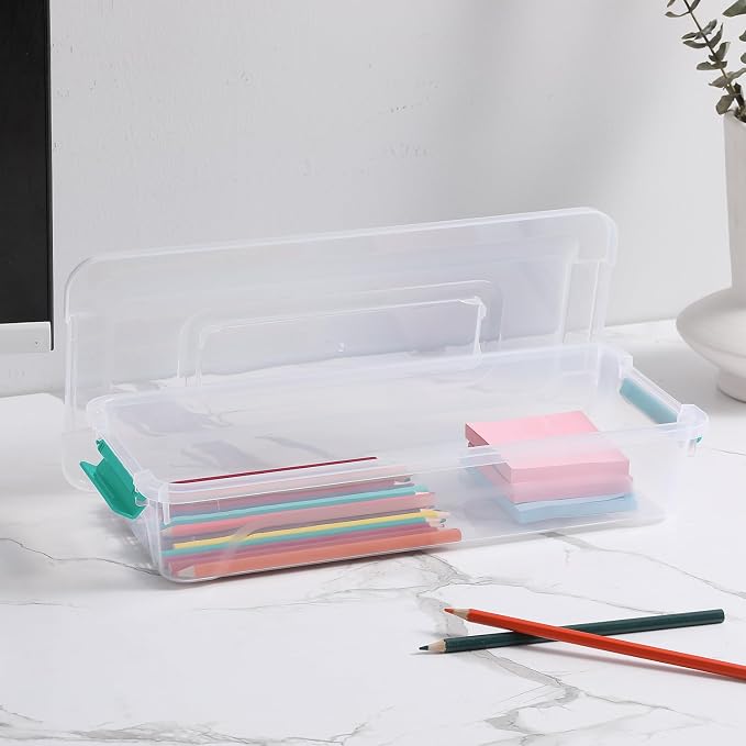 8Pack Storage Box Plastic Storage Bin with Green Lids - Image 6