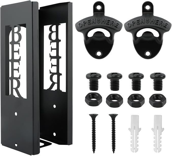 2 in 1 Can Cooler Holder with Bottle Opener, Beer Can Sleeves Storage Organizer Dispenser for Home Family Bar, Metal, 12", Cool Stuff Gifts for Men Dad(COLOR:Black) - Image 3