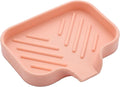 MicoYang Silicone Soap Dish with Drain Spout, Self-Draining Sink Organizer Tray for Bathroom and Kitchen, Sponges, Dispensers and Soap Holder, Non-Slip and Dishwasher Safe, Pink (Compact, 4.9"×3.2") by MicoYang