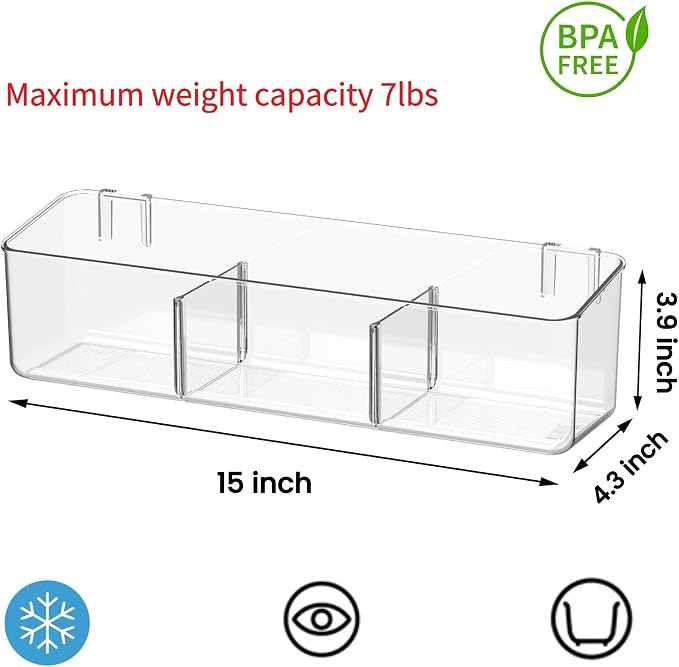 Plastic Over Cabinet Door Organizer, Adhesive Mount Storage Organizer Container Hanging Basket Bins For Craft Room, Pantry, Office, Space Saving Holder for Kitchen Bags-XL 2pack - Image 2