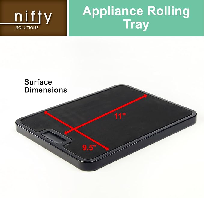 Nifty Small Appliance Rolling Tray, White – Kitchen Caddy Sliding Tray, Integrated Rolling System, Non-Slip Pad Top, Sliding Tray for Coffee Maker, Stand Mixer, Blender, Toaster - Image 4