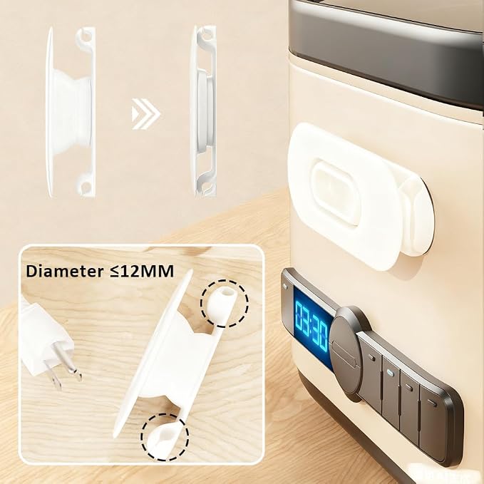 6 Pack Cord Organizer for Kitchen Appliances, Milky White | Upgraded Stackable Silicone Adhesive Cable Management Wrap Holder, for Mixer Blender Air Fryer Pressure Cooker Coffee Maker - Image 4