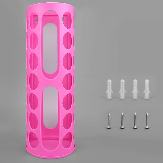 Lunies Wall Mount Bag Dispenser Large Capacity Plastic Bag Vinyl Holder - Multiple Large Holes for Easy Access Bags Great for Shopping Bags/Grocery Bags/Vinyl Storage Pink 2 Pack - Image 2