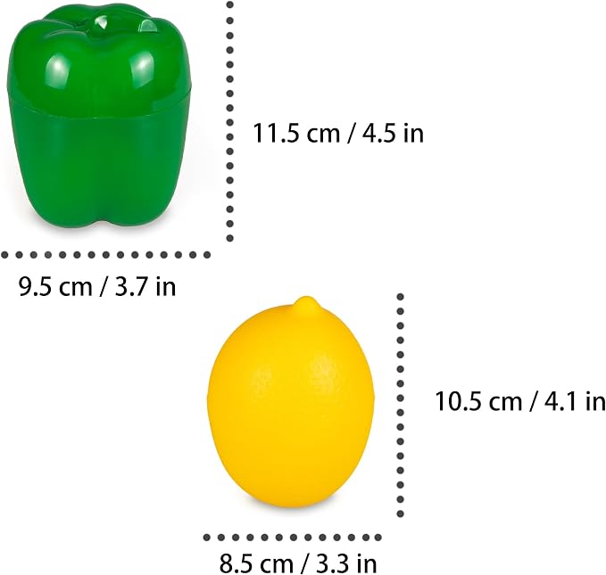 Vegetable and Fruit Storage Containers for Refrigerator, Pack of 2 | Green Pepper and Lemon Storage, Food Storage Containers with Lids - Image 2