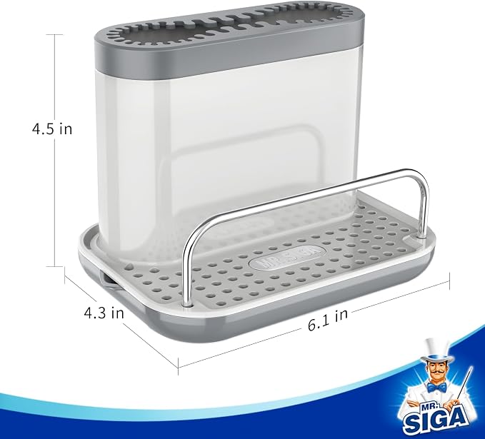 MR.SIGA Sink Caddy, Kitchen Sink Organizer Sponge Holder with Drip Tray | Kitchen sink caddy organizer, keeps sink tidy - Image 8