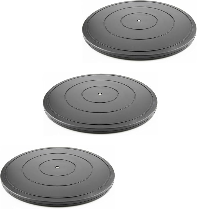 16 Inch Lazy Susan Turntable - Heavy Duty Rotating Swivel Steel Ball Bearings - Flat Base Stand for TV/Computer/Monitor/Arts/Crafts/Bonsai/Statue/Cabinet Organizer (3 Pack/Black) by VOLCANOESCLUB