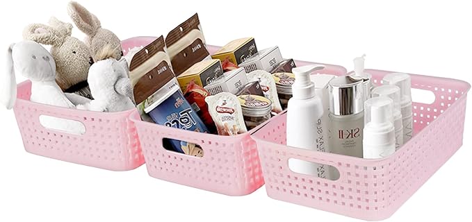 8 Pack Small Pantry Organization and Storage Bins - Household Organizers for Laundry Room, Bathrooms, Bedrooms, Kitchens, Cabinets, Countertops, Under Sink or On Shelves (Pink) - Image 6