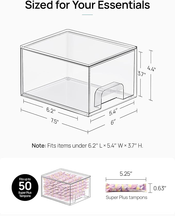 Vtopmart 2 Pack Small Clear Stackable Storage Drawers for Desk, Countertop | Hair accessories, Bathroom Makeup Accessorie Organizer, Plastic Bins For Desk, Vanity, Cabinet, Countertop Organization - Image 2