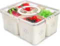 Fruit Storage Containers for Fridge with Lid and Handle, Veggie Tray Bins | Portable Fresh Produce Saver, Food Storage Container with 4 Removable Strainers,Salad Bar for Berry, Vegetable, Refrigerator by Shopwithgreen
