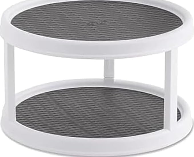 Copco Non-Skid Turntable, 2-Tier, 12-Inch, Durable & Easy Clean, White/Gray by Copco