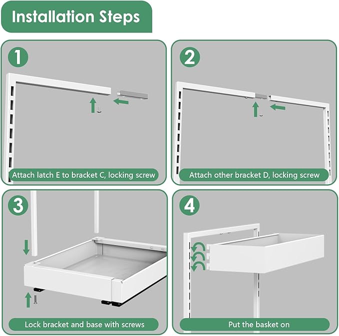 L-Shaped Under Sink Organizer with 6-Level Height Adjustment | Expandable Width, Pull-Out Cabinet Storage Rack with Quiet Sliding Rails for Kitchen, Bathroom, Laundry Room Cabinets, White - Image 7